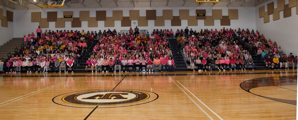 Student group shot for pink out